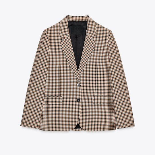 Damen Karo-Sakko im modernen Tailoring mit Reverskragen, zwei-Knopf-Verschluss und gefütterten Pattentaschen Shop Nory