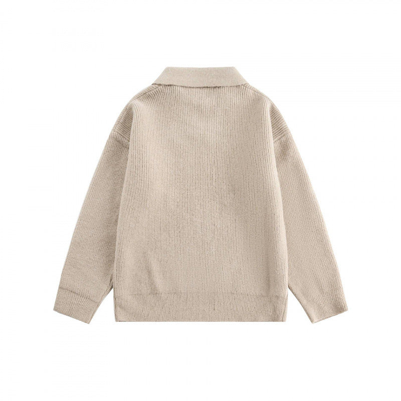 Unisex Weitgeschnittener Feinstrick-Polo mit kurzem Henleyverschluss und Kentkragen Shop Nory