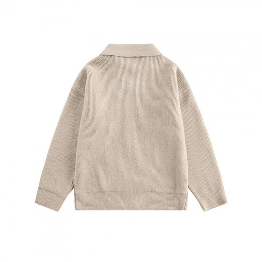 Unisex Weitgeschnittener Feinstrick-Polo mit kurzem Henleyverschluss und Kentkragen Shop Nory