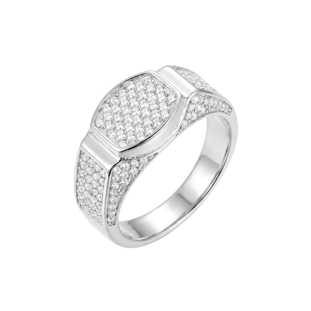 Herren Ring mit funkelndem Zirkonia-Besatz und eleganter Struktur Shop Nory