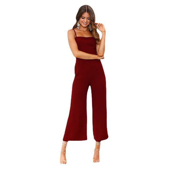 Damen Jumpsuit mit schmalen Trägern und weitem Beinschnitt