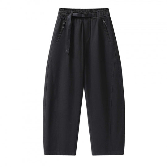 Unisex Weite knöchellange Cargo-Hose im Relaxed-Fit mit elastischem Tunnelzugbund und Reißverschlusstaschen Shop Nory