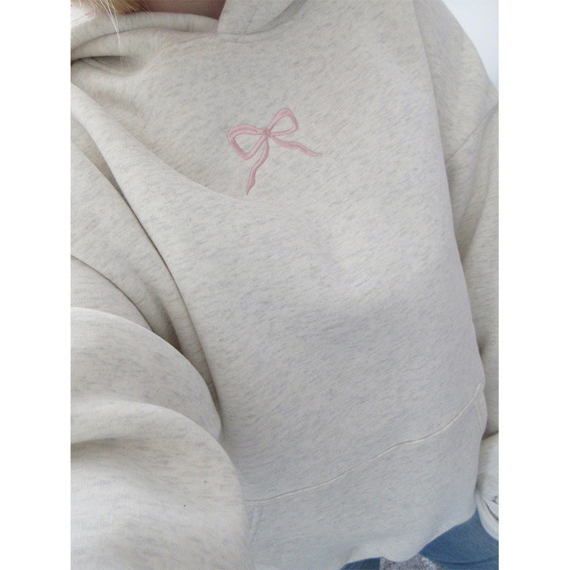 Damen-Hoodie mit floralem Stickdesign und bedrucktem Kapuzenfutter Shop Nory