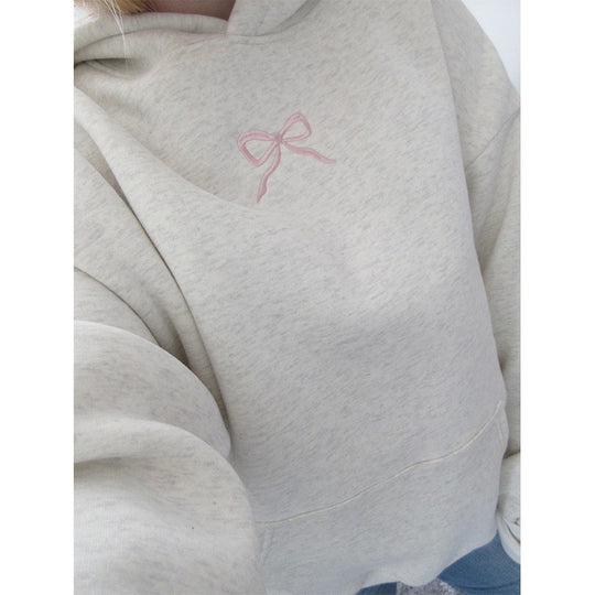 Damen-Hoodie mit floralem Stickdesign und bedrucktem Kapuzenfutter Shop Nory