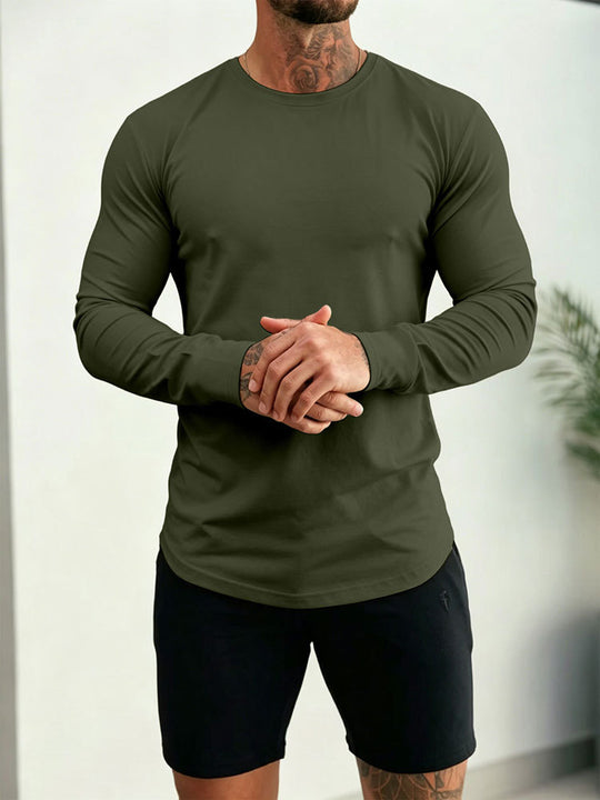 Herren Enganliegendes Langarm-Shirt aus Baumwollstretch mit Rundhals Shop Nory