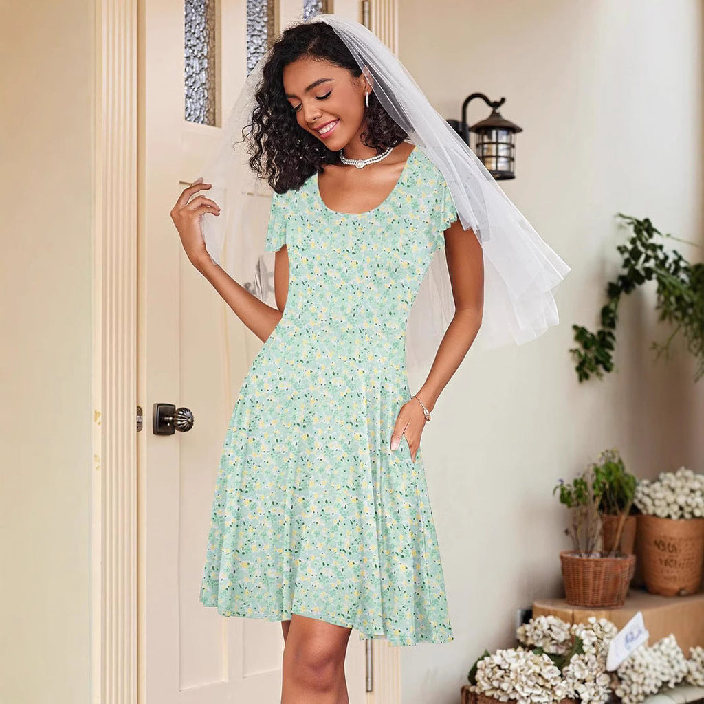 Damen Sommerliches Kleid mit floralem Muster und schwingendem Rock