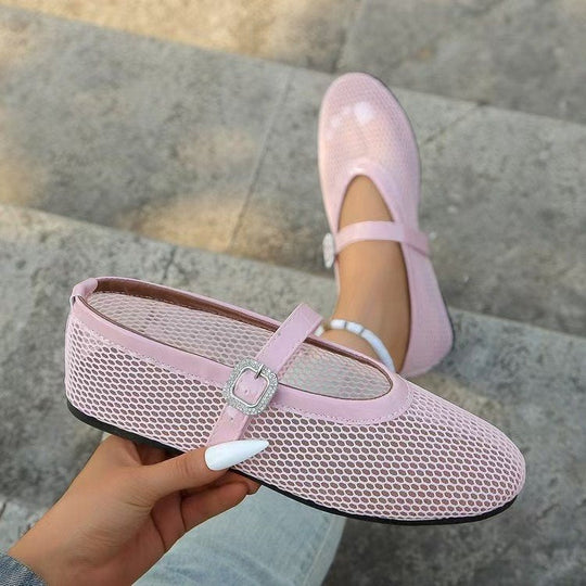 Damen Ballerinas mit elegantem Netzdesign und Kettenapplikation