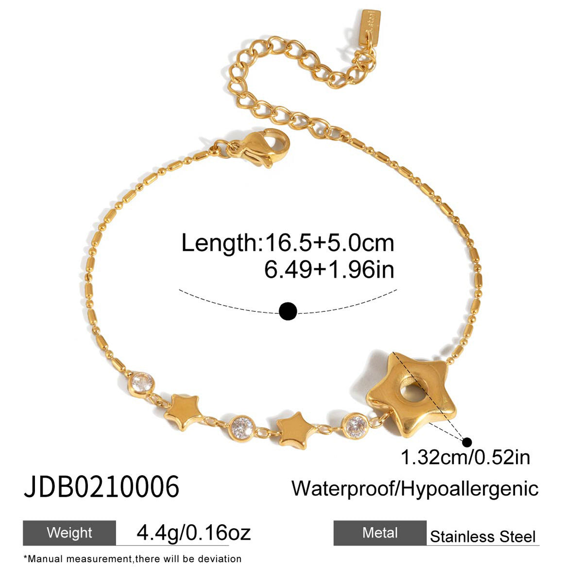 Damen Armband mit funkelndem Sternen-Design und verstellbarem Verschluss Shop Nory