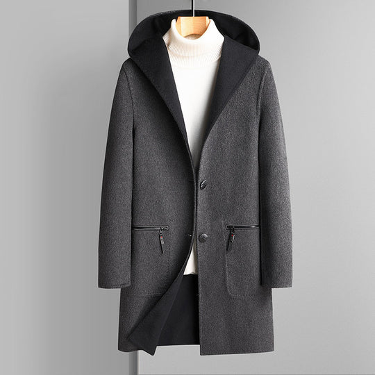 Herren Wendbarer Wollmantel mit Kapuze Shop Nory