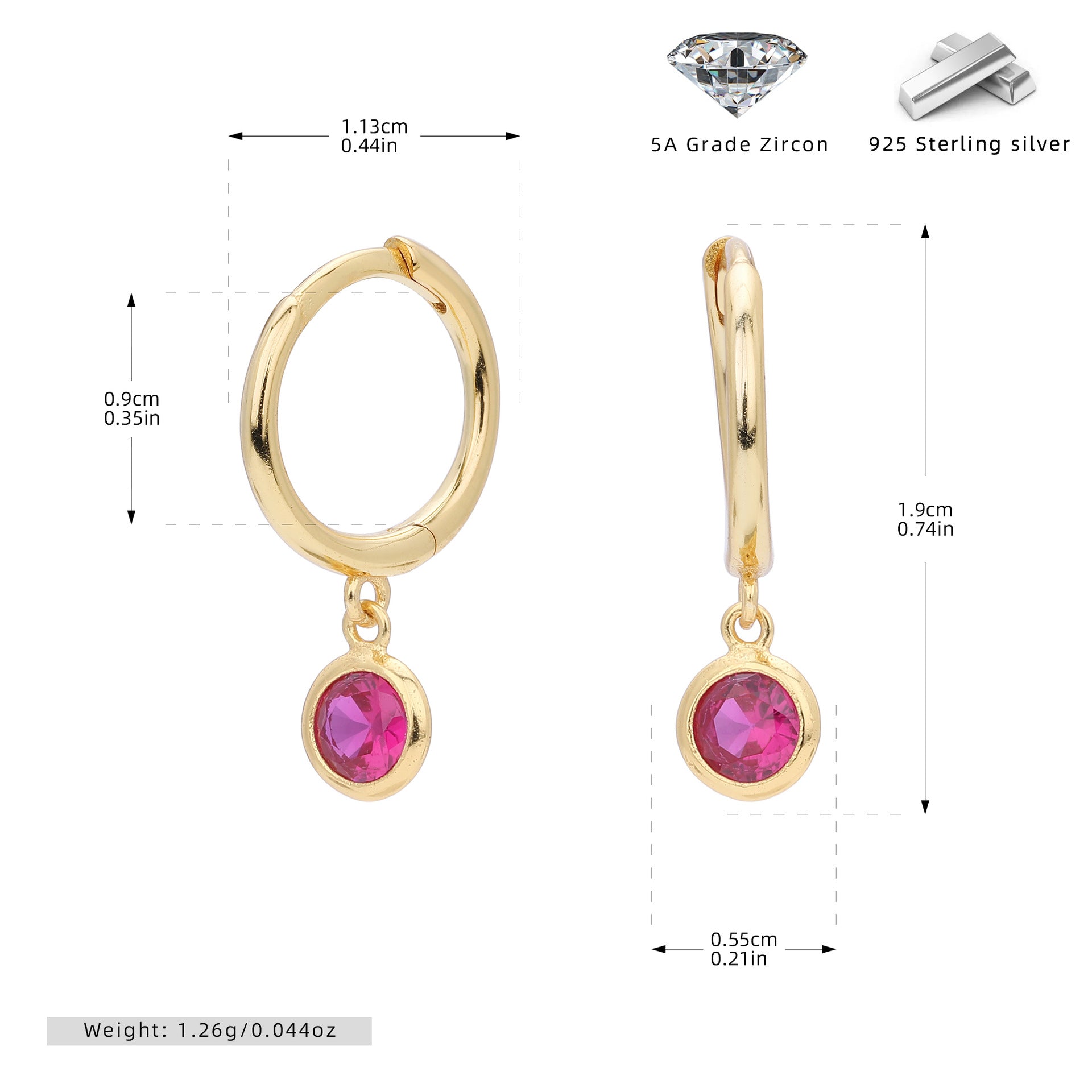 Damen Ohrhänger mit Smoky Zirkon-Anhängern aus hochwertigem 925 Sterling Silber Shop Nory