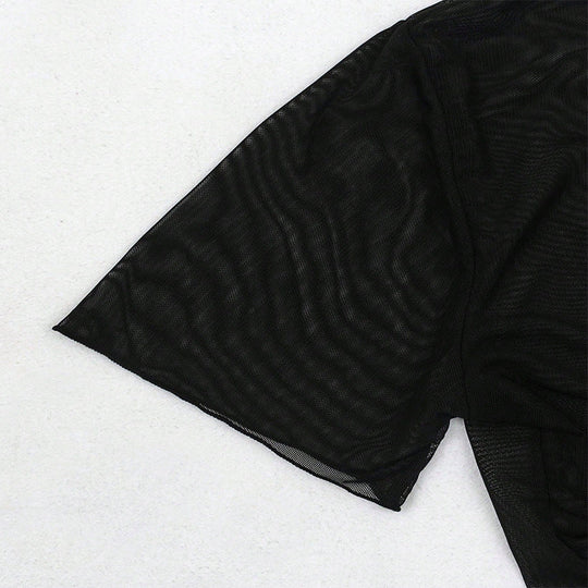 Damen durchsichtige Crop-Top Bluse Shopnory