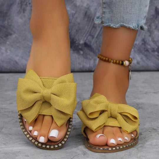 Damen Flip-Flops mit dekorativem Schleifen-Design und rutschfester Sohle