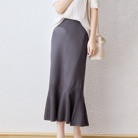 Damen Eleganter Strickrock mit Volant Shop Nory