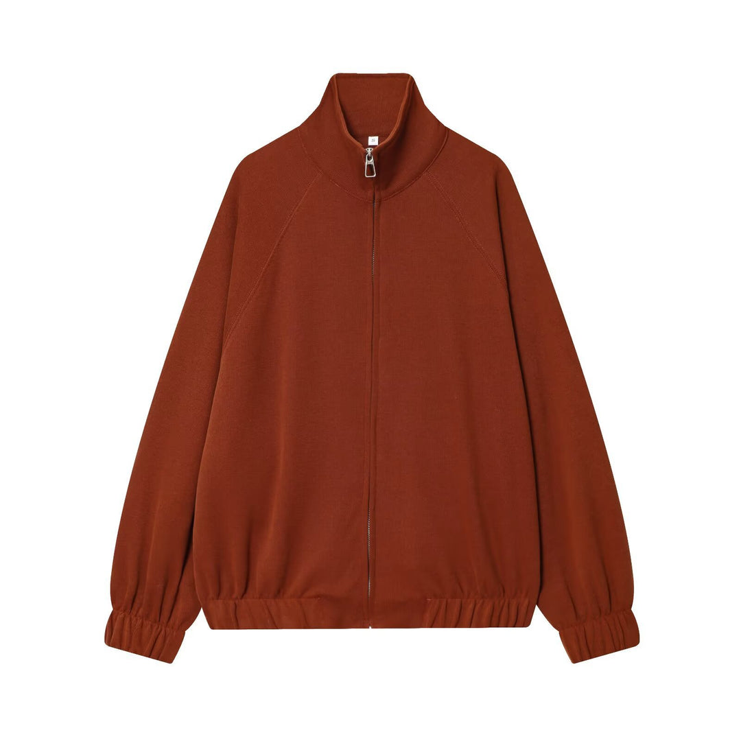 Damen Oversize Sweatjacke mit Reißverschluss, hohem Stehkragen und Raglanärmeln Shop Nory
