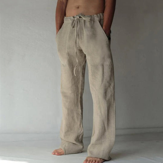 Herren nan lockere Leinenhose mit weitem Bein und Kordelzugbund Shop Nory