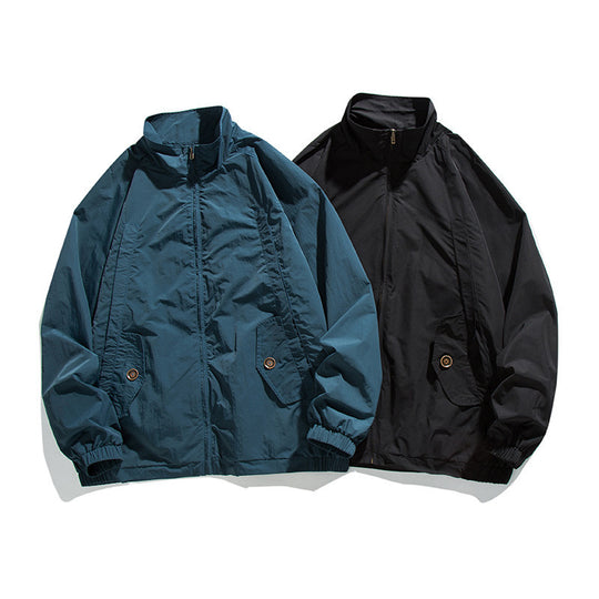 Herren Leichte Oversize-Fieldjacke aus technischem Nylon mit Stehkragen, verdecktem Reißverschluss und Pattentaschen Shop Nory
