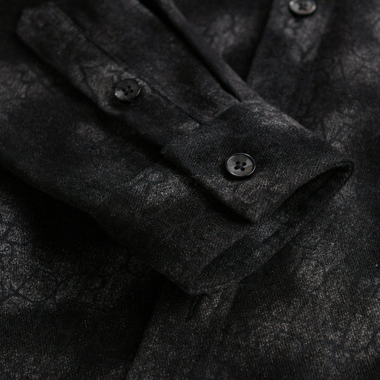 Herren Samtiges Hemdjacken-Overshirt mit tonalem Muster und Brusttasche Shop Nory