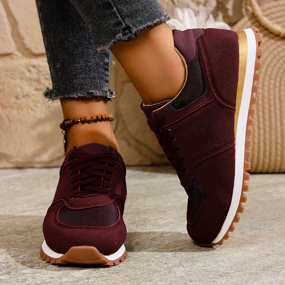 Damen leichte Retro-Lauf- und Freizeitsneaker mit gepolstertem Komfortfußbett und griffiger Profilsohle Shop Nory