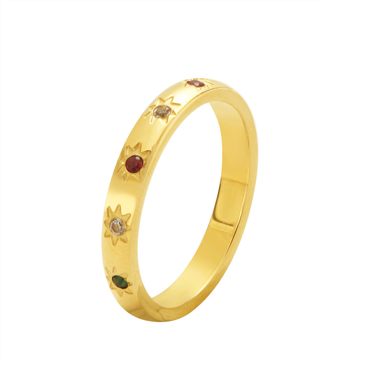 Damen Schmuckring mit floralen Verzierungen und bunten Steinen Shop Nory