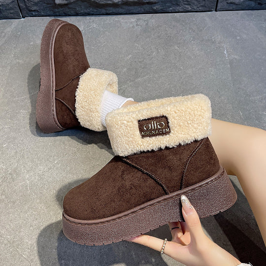Damen Gefütterte Plateau‑Winterstiefeletten mit Teddyfell‑Kragen und rutschfester Profilsohle Shop Nory