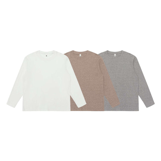 Unisex Fein geripptes Langarmshirt mit Rundhalsausschnitt und leichter Oversize-Silhouette Shop Nory