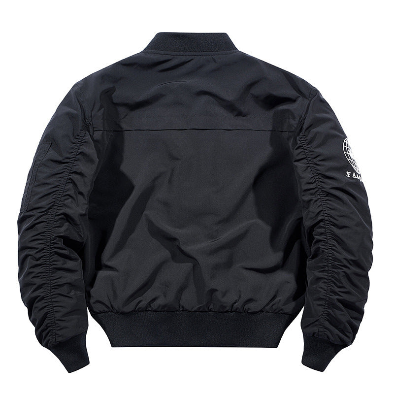 Herren Nylon-Bomberjacke im Flieger-Style mit Reißverschluss-Ärmeltasche und kontrastierendem Innenfutter Shop Nory