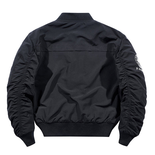 Herren Nylon-Bomberjacke im Flieger-Style mit Reißverschluss-Ärmeltasche und kontrastierendem Innenfutter Shop Nory
