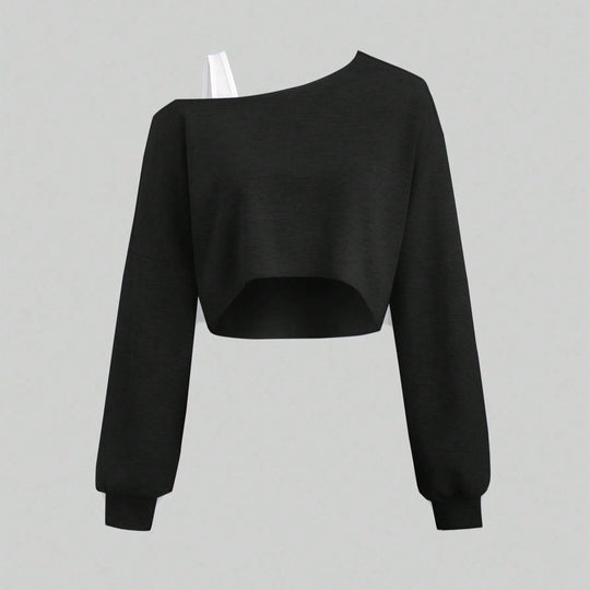 Damen Cropped Sweatshirt im Off-Shoulder-Look mit weiten Ärmeln Shop Nory