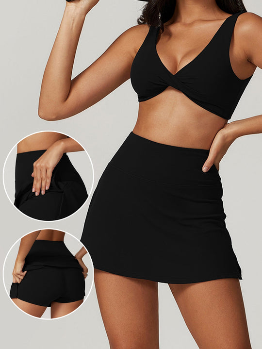 Damen Bade-Rock mit integrierten Shorts und elastischem Bund
