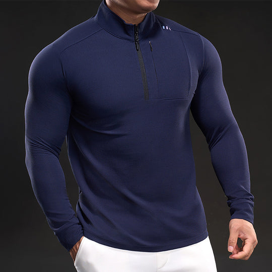 Herren Slim-Fit Thermo-Longsleeve mit Stehkragen und Brustreißverschluss Shop Nory