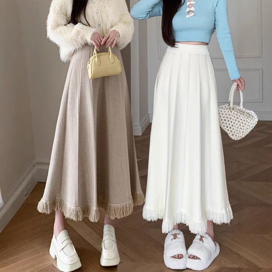 Damen Eleganter Maxirock mit Fransen Shop Nory