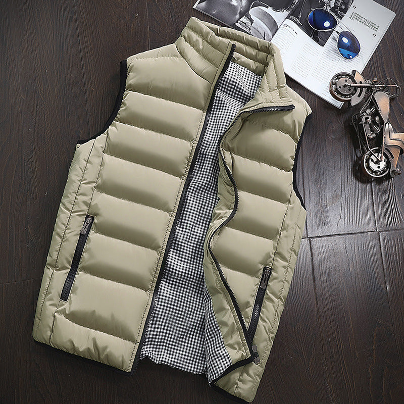 Herren Ärmellose Leichte Steppweste mit Thermofütterung, Stehkragen und kariertem Innenfutter Shop Nory