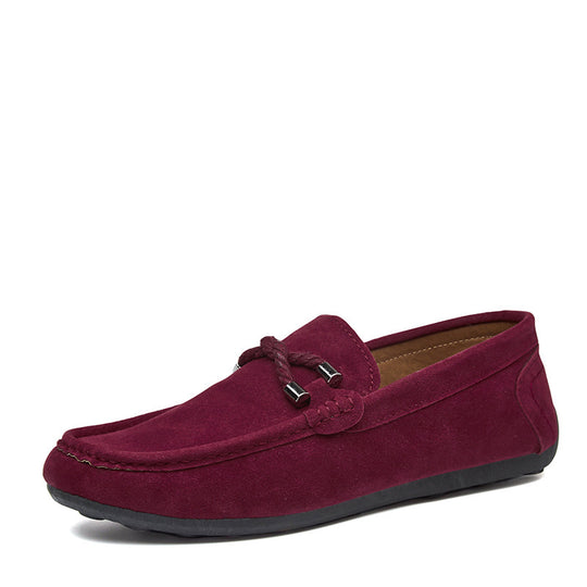Damen weicher Veloursleder Mokassin Loafer mit geflochtener Dekorschnur und flexibler Gummisohle Shop Nory