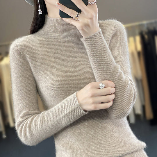 Damen Schlanker Feinstrick-Mockneckpullover aus feinem Angora‑Mix Shop Nory