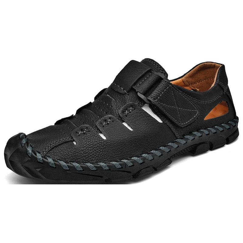 Herren Bequeme Leder-Sandalen mit verstellbarem Klettverschluss