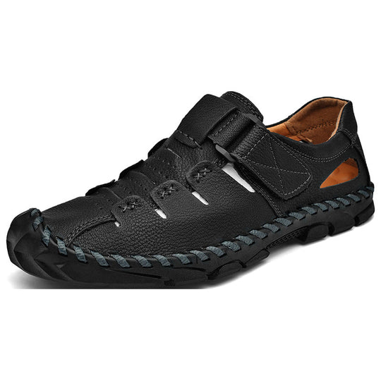 Herren Bequeme Leder-Sandalen mit verstellbarem Klettverschluss