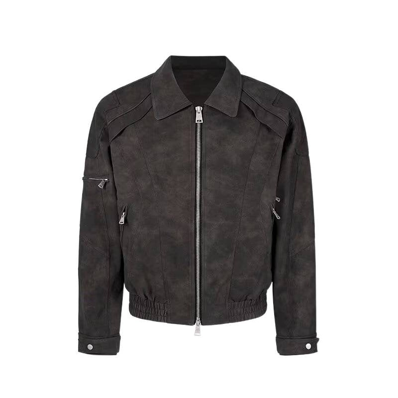 Herren Kurzjacke aus Veloursleder-Optik mit Reißverschluss und elastischem Saum Shop Nory