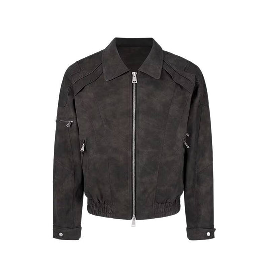 Herren Kurzjacke aus Veloursleder-Optik mit Reißverschluss und elastischem Saum Shop Nory