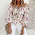 Damen Off-Shoulder Bluse mit floralen Mustern und Rüschendetails