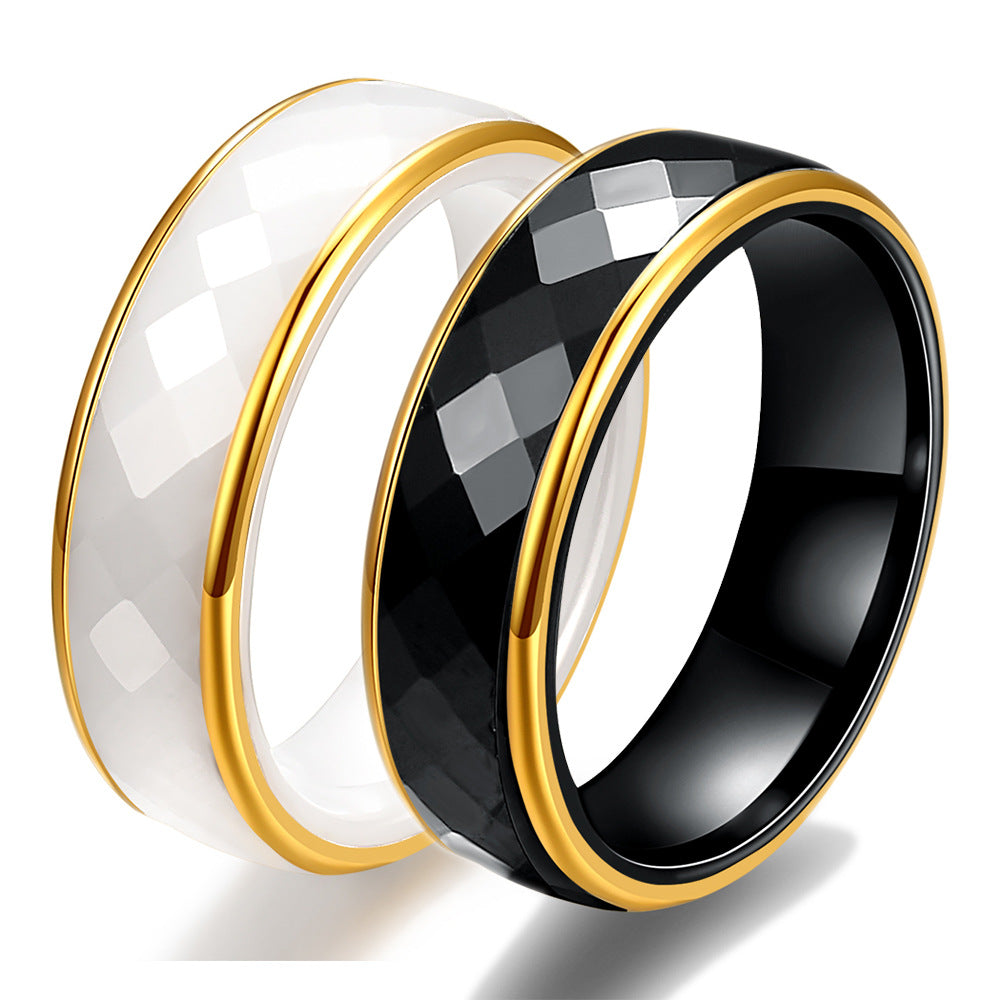 Herren Ring mit modernem, facettiertem Design und goldrunder Fassung Shop Nory