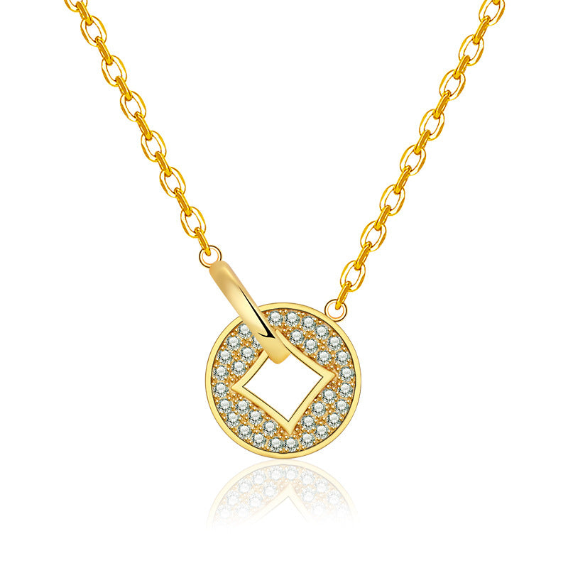 Damen Halskette mit funkelndem Zirkonia-Anhänger in geometrischem Design Shop Nory