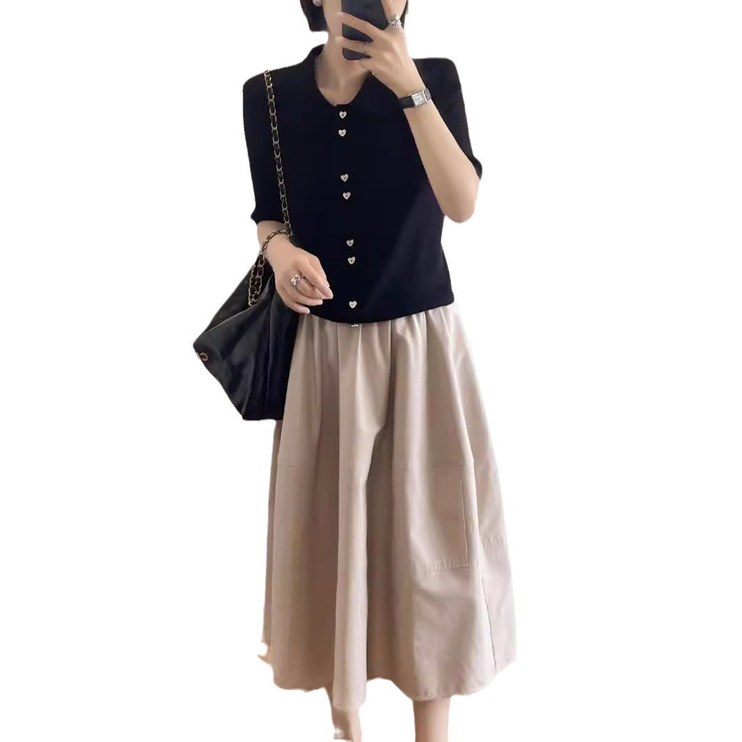 Damen Eleganter, weit geschnittener Midirock Shop Nory