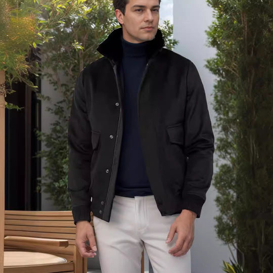 Herren modische Bomberjacke mit warmem Kragen