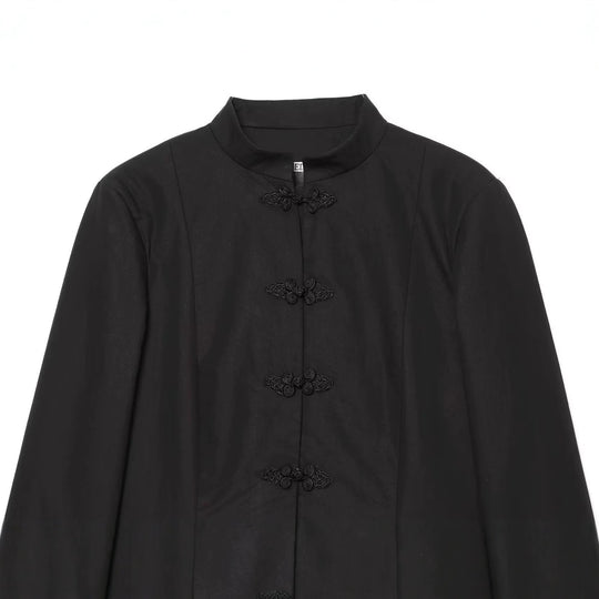 Damen Jacke im Mandarin-Stil mit Stehkragen und Zierfroschverschlüssen Shop Nory