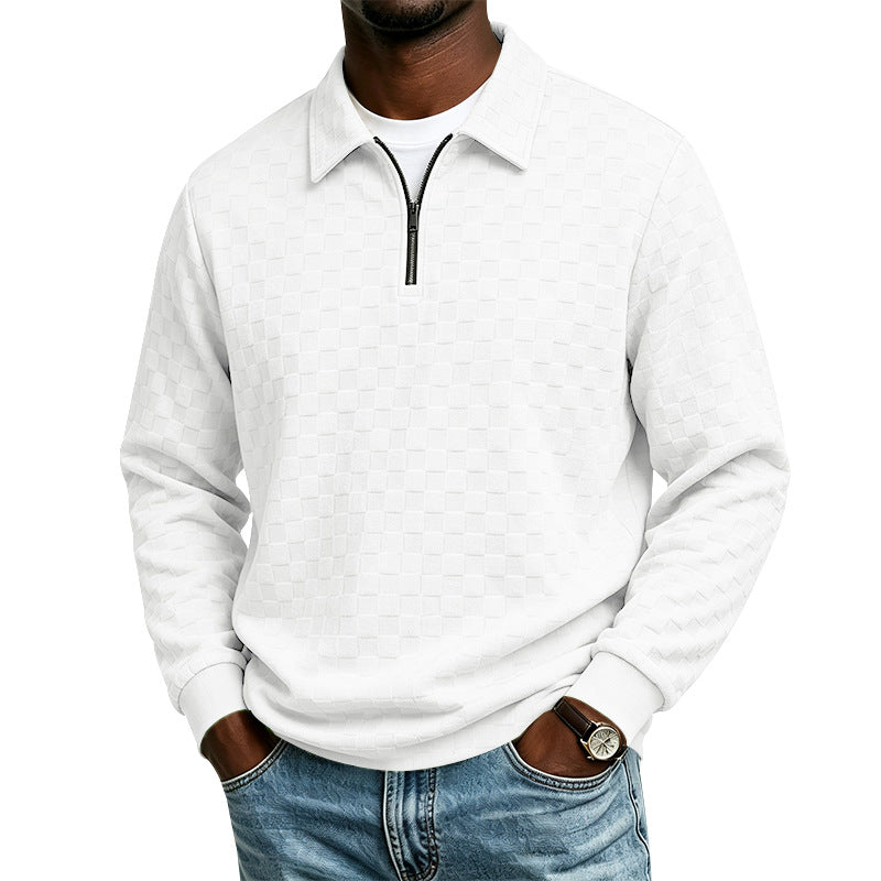 Herren Strukturierter Strickpullover mit Troyer-Kragen und halbem Reißverschluss Shop Nory