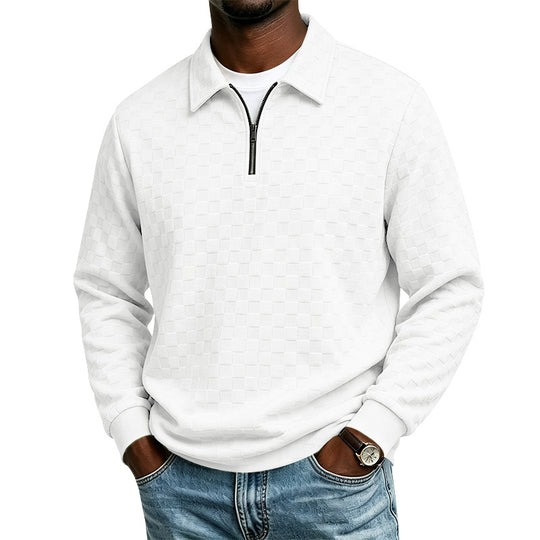 Herren Strukturierter Strickpullover mit Troyer-Kragen und halbem Reißverschluss Shop Nory