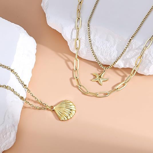 Damen mehrlagige Kette mit maritimen Anhängern Shop Nory