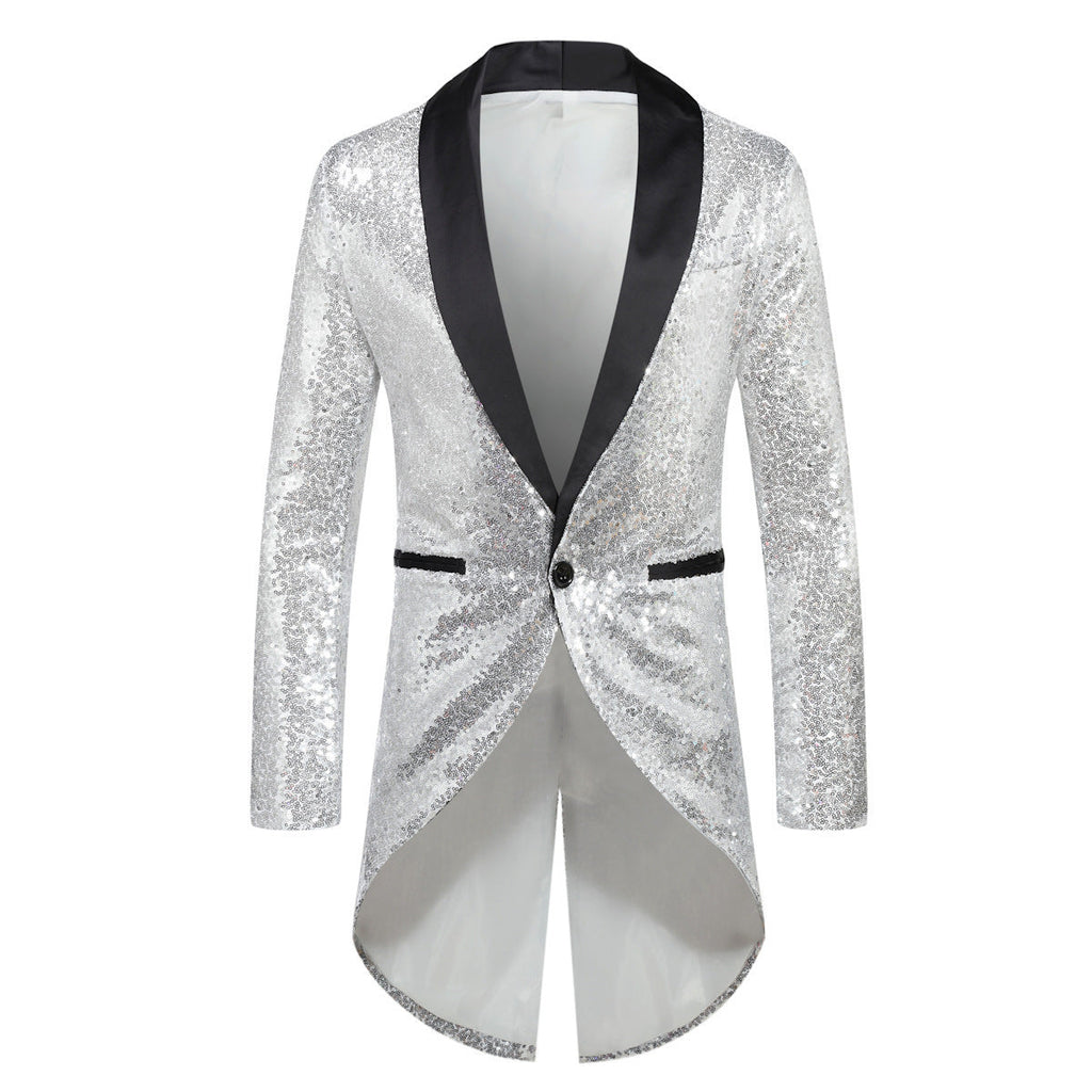 Herren Glitzernder Anzugblazer mit elegantem Schalkragen