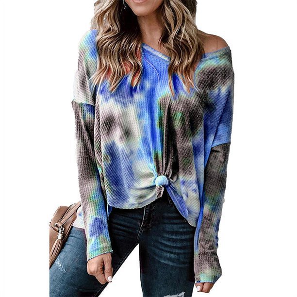 Damen lässiges Oversized Oberteil mit Spitzenhemd Detail und modischem Knoten