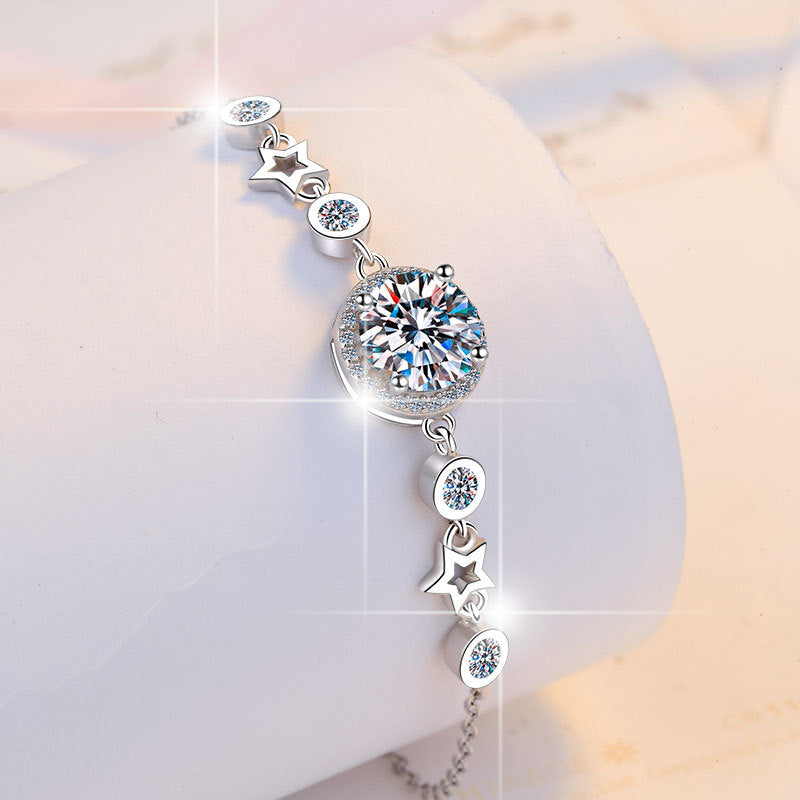 Damenarmband mit strahlendem Kristall und funkelnden Sternen Shop Nory